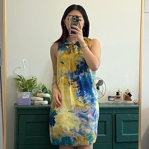 Watercolor Yellow Printed Dress